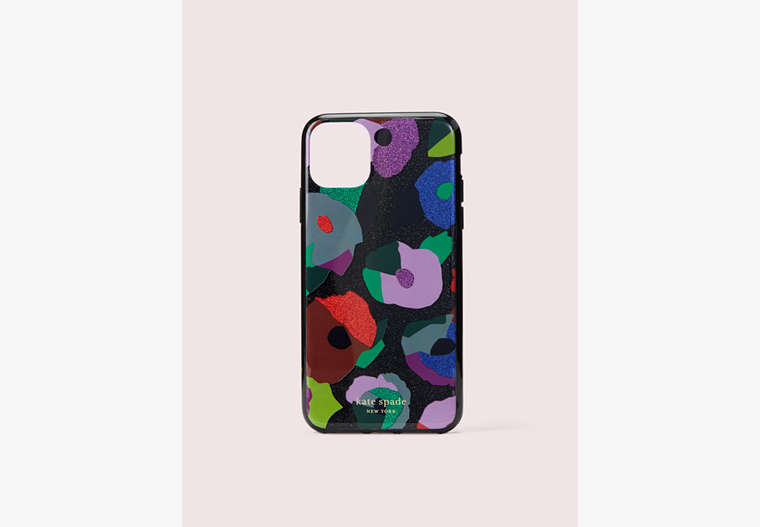 Kate Spade,glitter floral collage iphone 11 pro max case,Black Multi