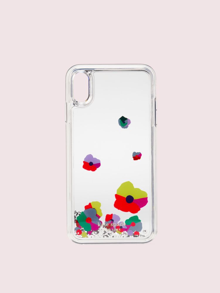 Kate Spade,floral collage liquid glitter iphone xs max case,Clear Multi