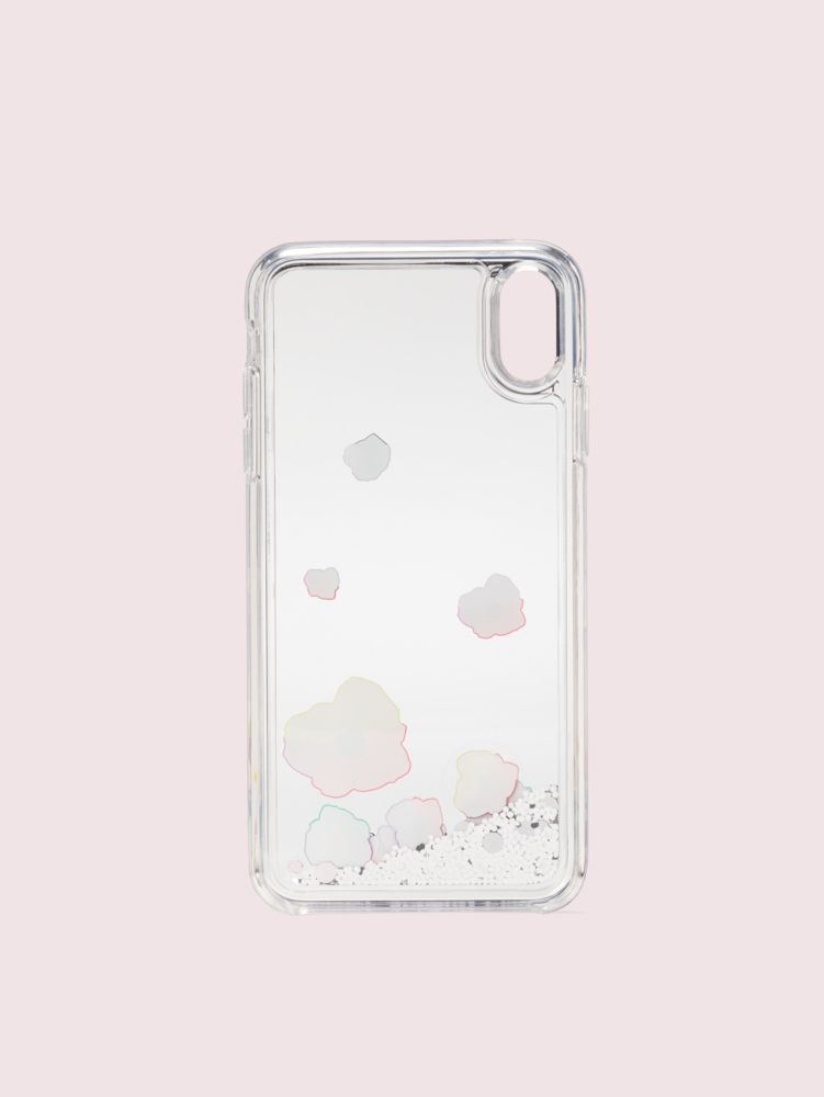 Kate Spade,floral collage liquid glitter iphone xs max case,Clear Multi