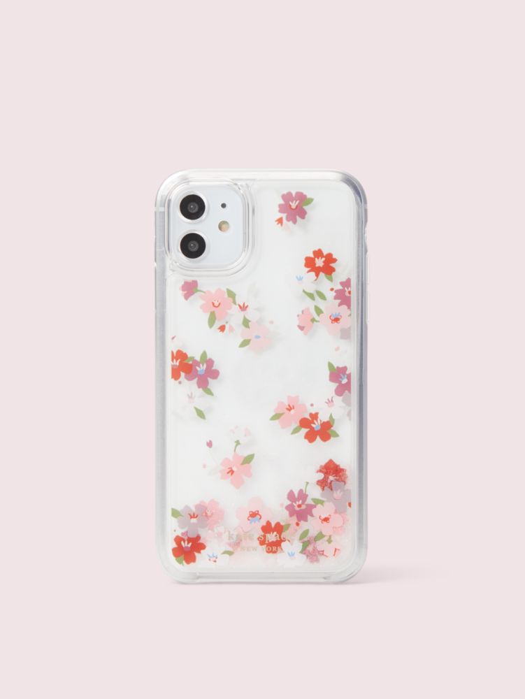 Kate Spade,cherry blossom liquid glitter iPhone 11 case,phone cases,Clear Multi