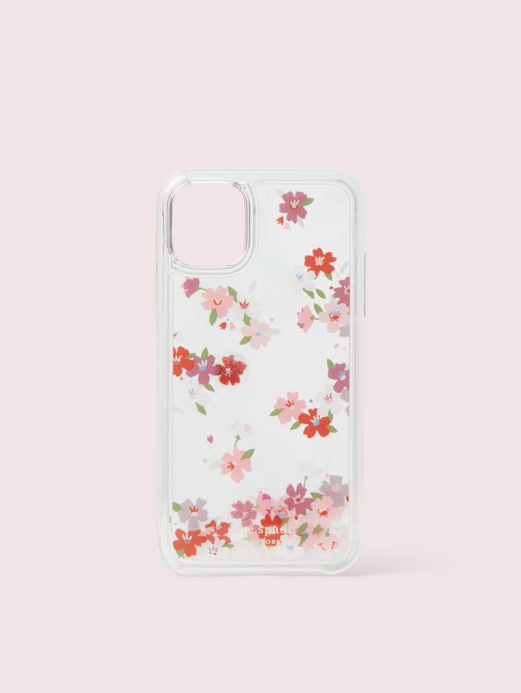 Kate Spade,cherry blossom liquid glitter iPhone 11 case,phone cases,Clear Multi