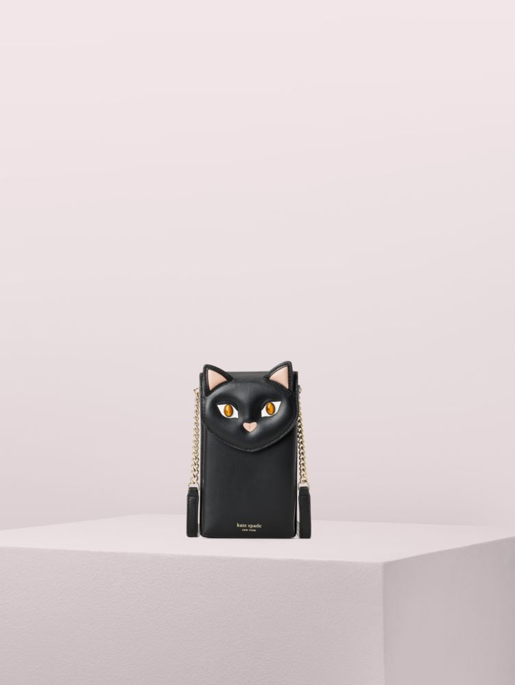 Meow Cat North South Phone Crossbody, Black / Glitter, ProductTile