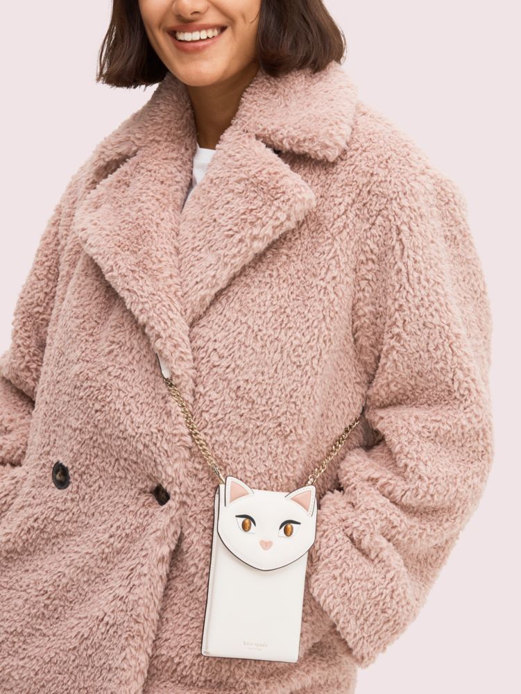 Meow Cat North South Phone Crossbody, PARCHMENT, Product