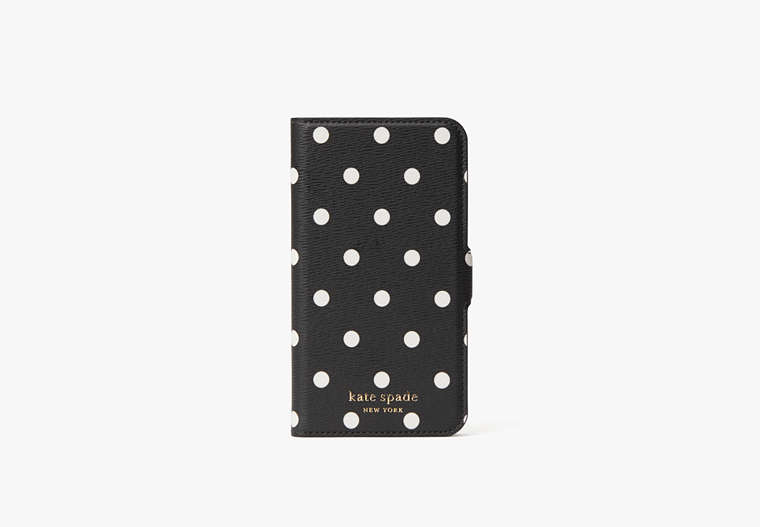 Kate Spade,cabana dot iphone x & xs magnetic wrap folio case,Black Multi