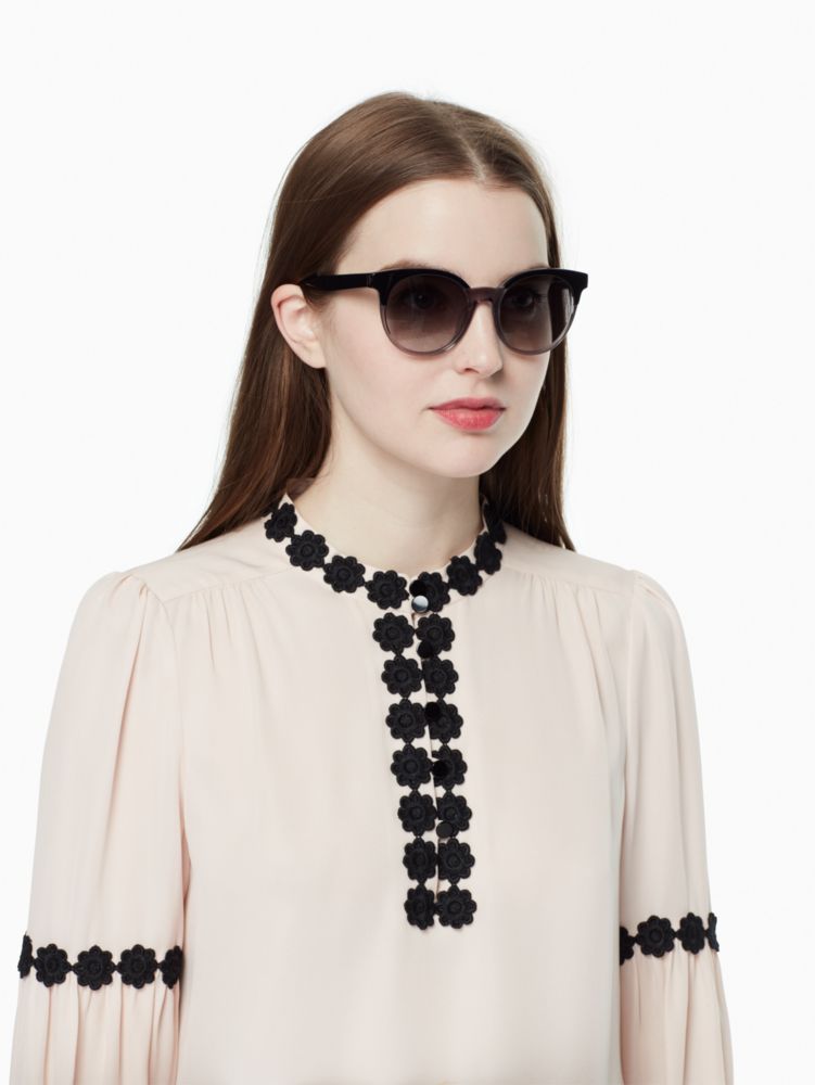 Kate Spade Abianne Sunglasses Kate Spade Abianne 08A9O Black Clear Cat Eye Sunglasses Gray  main image 3