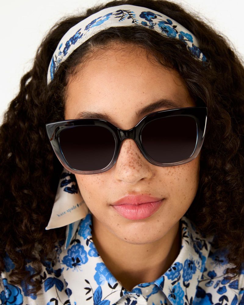 Kate Spade,Claribel Sunglasses,Cat Eye,Acetate,Logo,Integrated Nose Pads,Casual,Blue