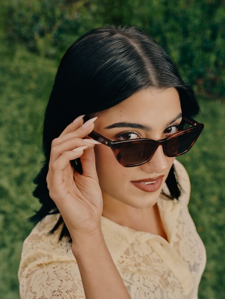 Kate Spade,Genell Sunglasses,Cat Eye,Acetate,Integrated Nose Pads,Casual,Brown