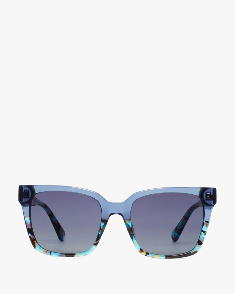 Kate Spade,Harlow Sunglasses,Square,Acetate,Word Embellishment,Logo,Integrated Nose Pads,Casual,Blue