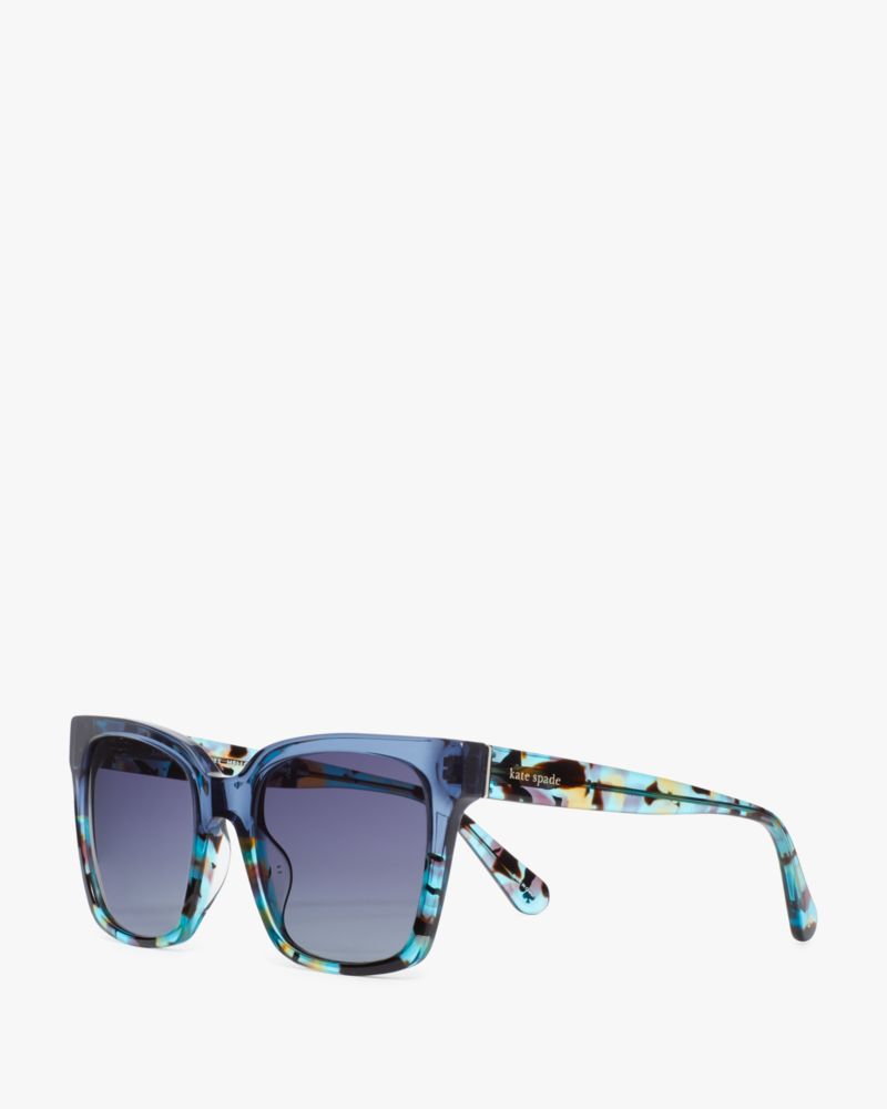 Kate Spade,Harlow Sunglasses,Square,Acetate,Word Embellishment,Logo,Integrated Nose Pads,Casual,Blue
