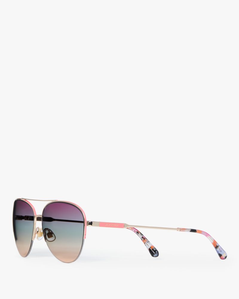Kate Spade,Janece Sunglasses,Aviator,Acetate,Metal Material,Pattern,Brow Bar,Gold Metal,Casual,Multi Color