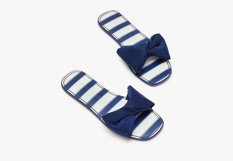 Kate Spade,Bikini Bow Slide Sandals,sandals,Awning Stripe/Outerspace image number 0