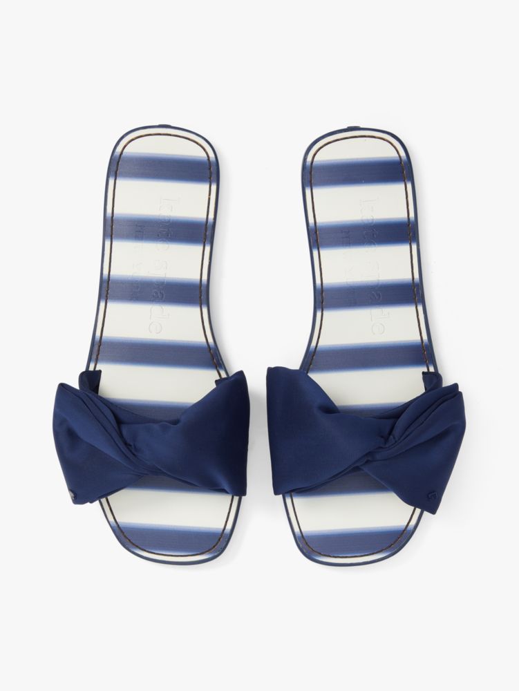 Kate Spade,Bikini Bow Slide Sandals,sandals,Awning Stripe/Outerspace