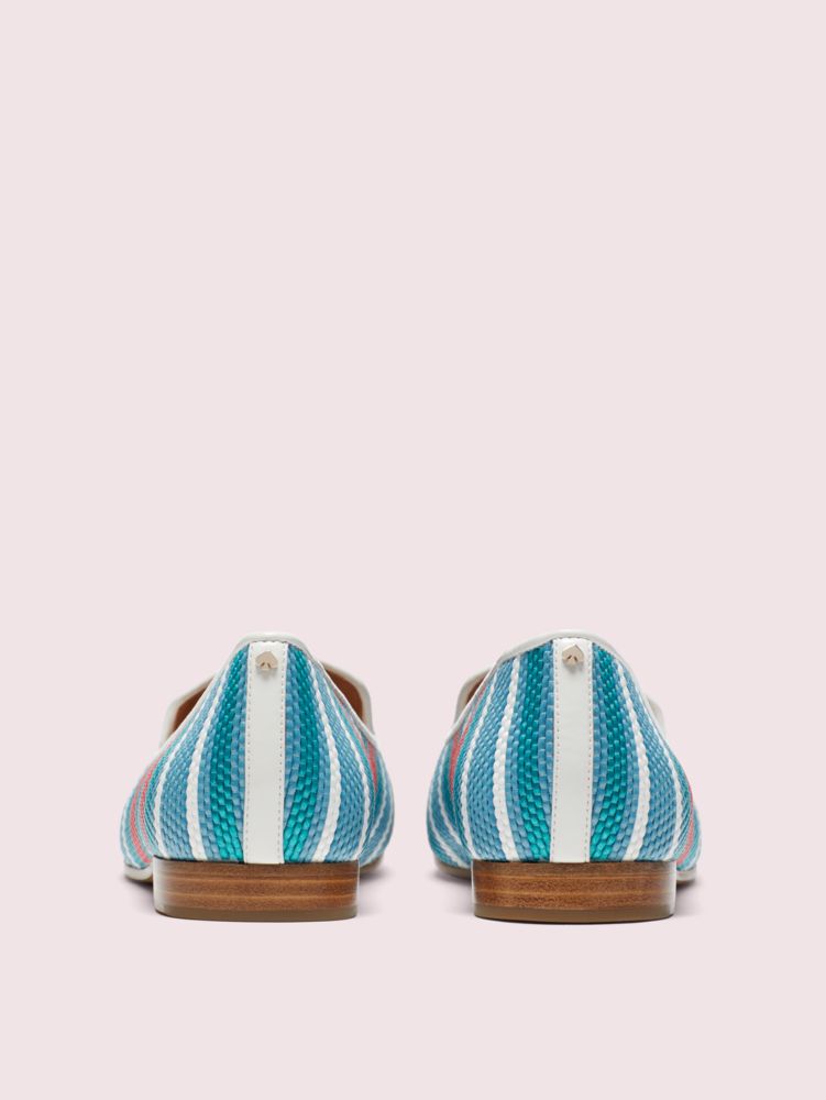 Kate Spade,lounge cherries striped raffia loafers,flats,Blue Multi