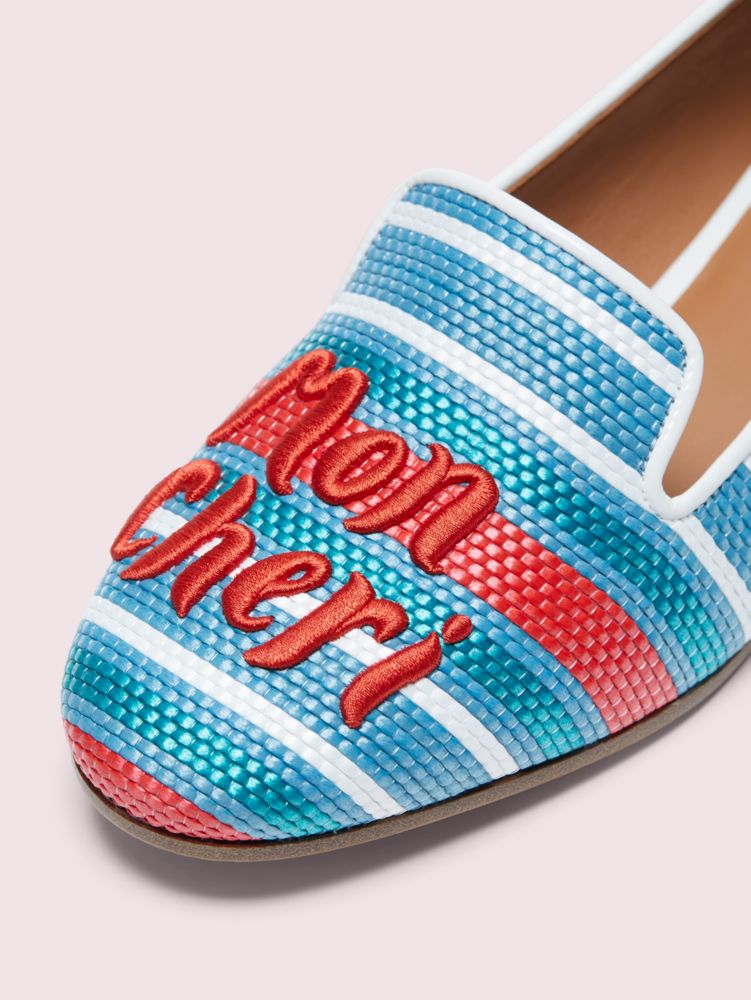 Kate Spade,Lounge Cherries Striped Raffia Loafers,