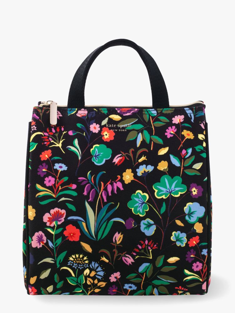 Lunch Box, Black Botanical Flower Print - Deux par Deux Bags