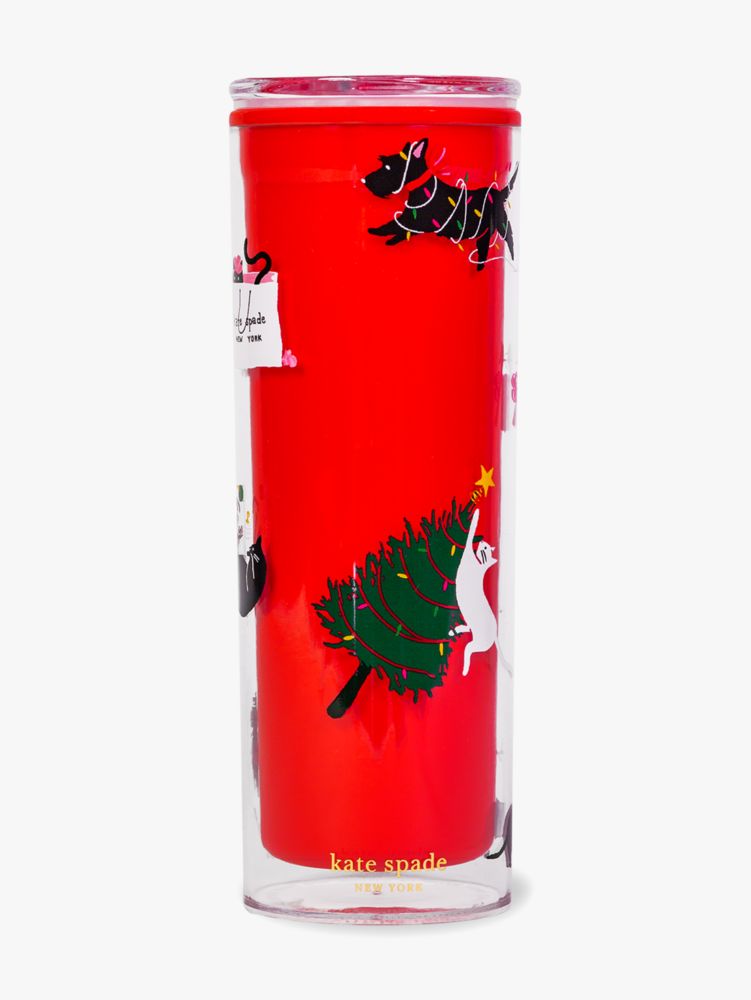 Deck The Paws Acrylic Thermal Mug, Red, Product