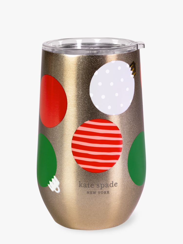 Kate Spade,Christmas Balls Stainless Steel Wine Tumbler,Multi