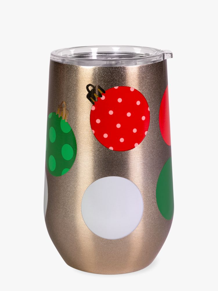 Kate Spade,Christmas Balls Stainless Steel Wine Tumbler,Multi