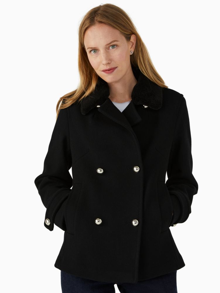 Kate Spade,wool peacoat,Acrylic/Polyester/Wool,60%,Black