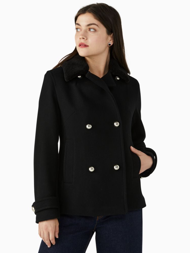 Kate Spade,wool peacoat,Acrylic/Polyester/Wool,60%,Black