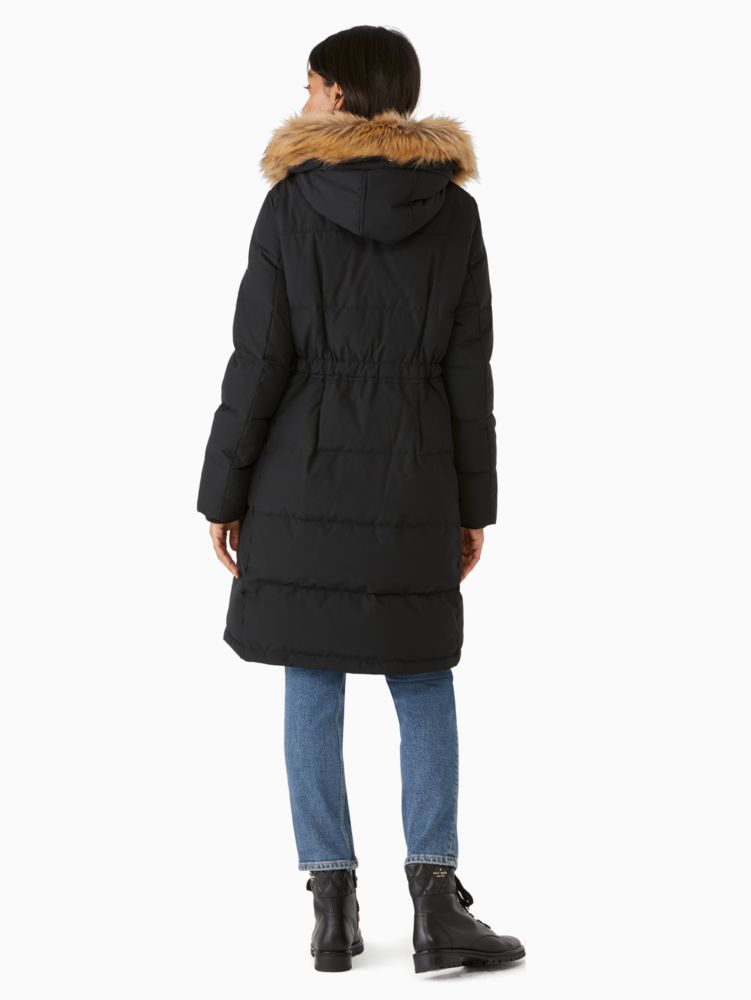 Kate Spade,Down Parka,Parka,Fur Embellishment,Insulated,Casual,Black