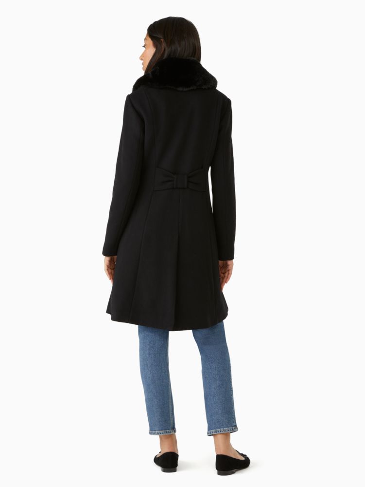 Kate spade black clearance coat with fur collar