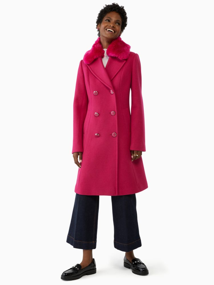 Pink wool pea store coat