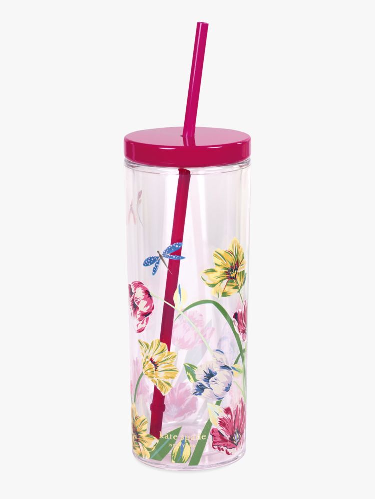 Dragonfly Tulips Acrylic Tumbler With Straw | Kate Spade New