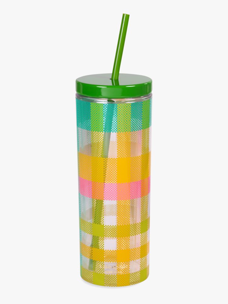 Kate Spade,Garden Plaid Acrylic Tumbler With Straw,