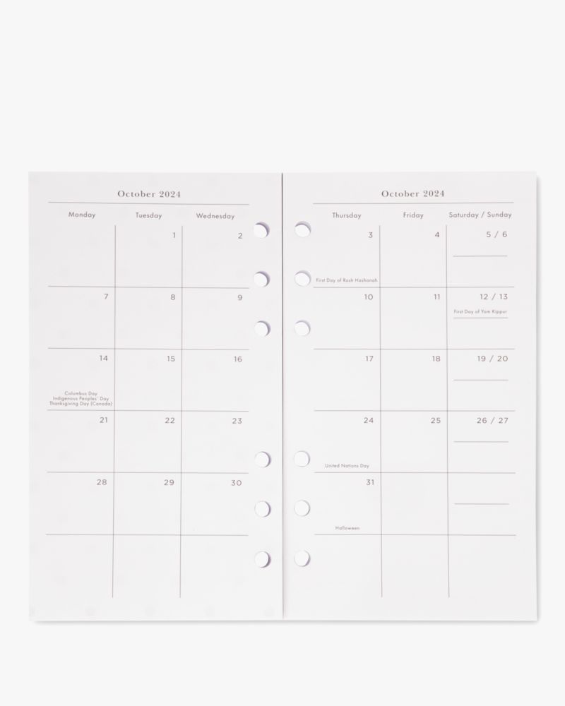 Kate Spade,2024 Personal Size Weekly & Monthly Calendar Refill,Black/ Cream