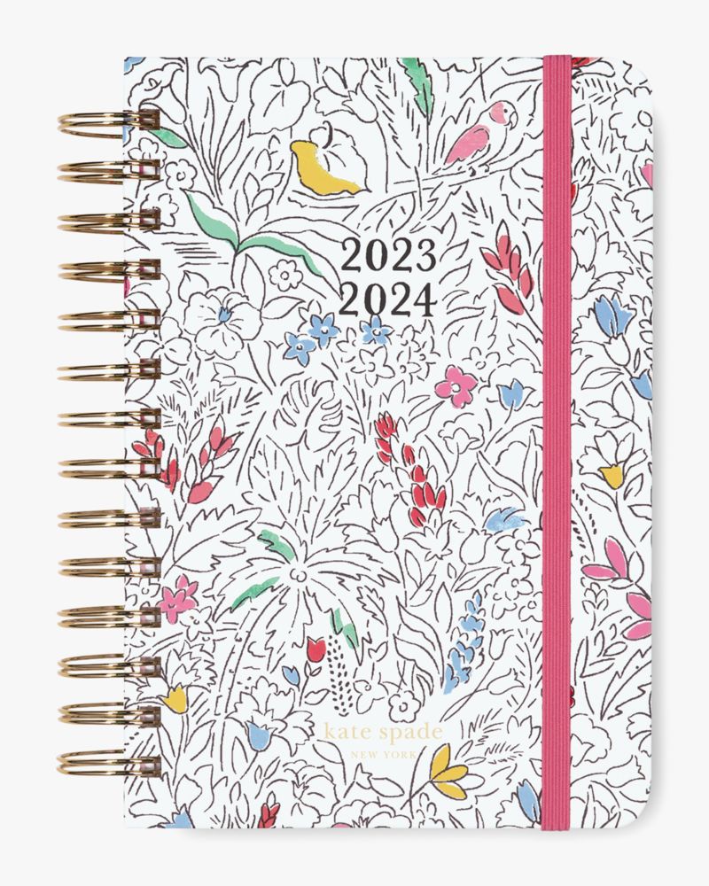 Kate Spade New York Black Spade Flower 17-Month 2023-2024 Medium Spiral Planner