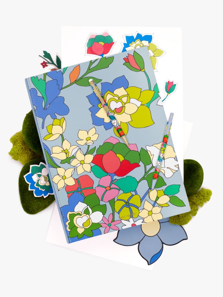 Kate Spade,Flower Bed Notebook,Blue Multi