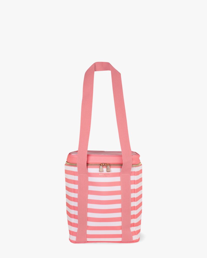 Kate Spade,Terrace Stripe Wine Cooler Bag,Quartz Pink