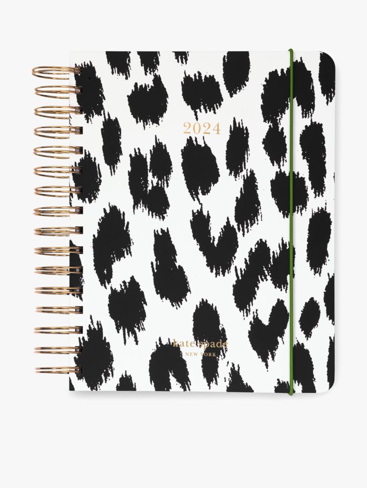 Kate Spade,Leopard 2024 12-Month Large Planner,Black/ Cream