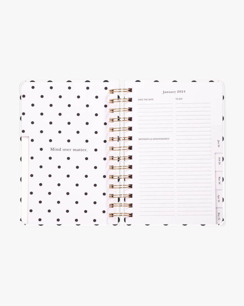 Kate Spade,Polka Dot Cream 2024 12-Month Medium Planner,Black/ Cream