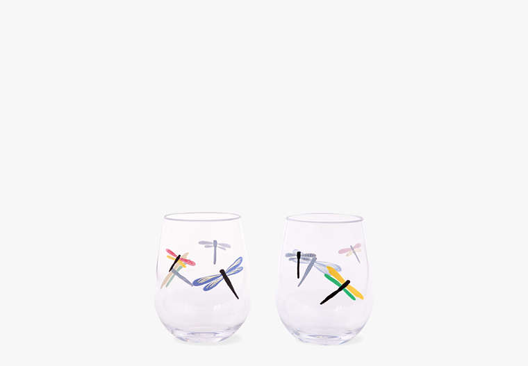 Kate Spade,Dragonfly Acrylic Stemless Wine Glass Set,Multi image number 0