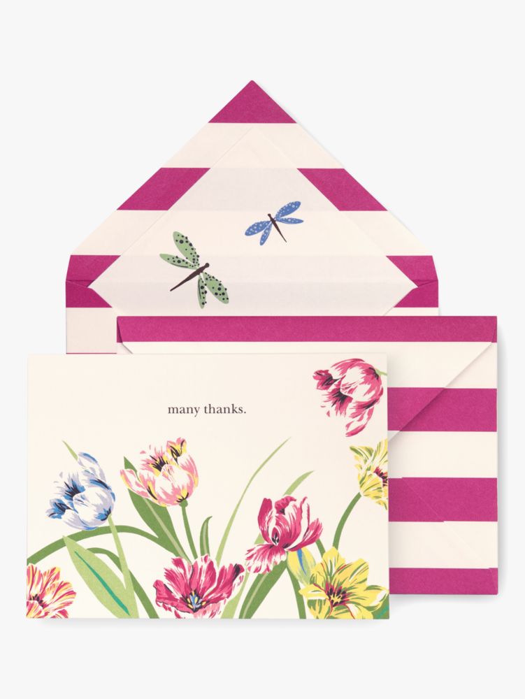 Kate Spade,Dragonfly Tulips Thank You Card Set,Multi