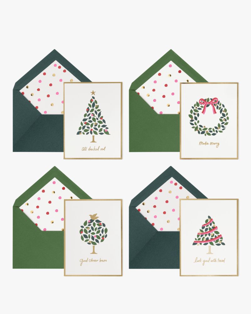 Kate Spade,Evergreen Confetti Dot Assorted Holiday Card Set,Green