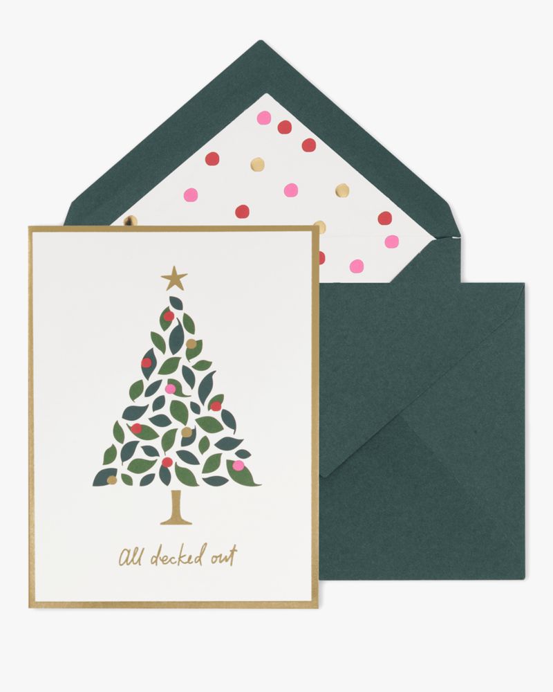 Kate Spade,Evergreen Confetti Dot Assorted Holiday Card Set,Green