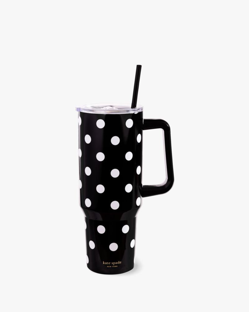 Kate Spade,Picture Dot Stainless Steel 40oz Mug,Black