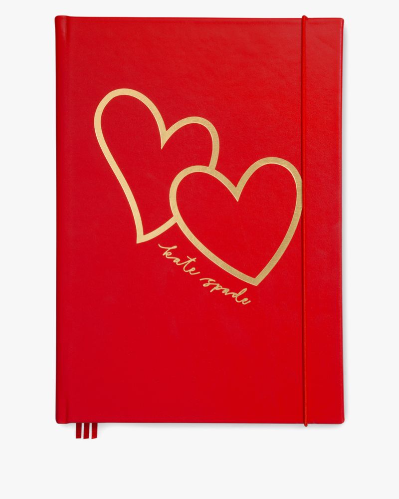 Kate Spade,Brush Hearts Take Note Xl Notebook,Notebook,Paper,Graphic,Words,Red