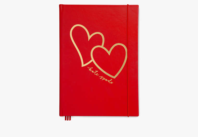 Kate Spade,Brush Hearts Take Note XL Notebook,Red image number 0
