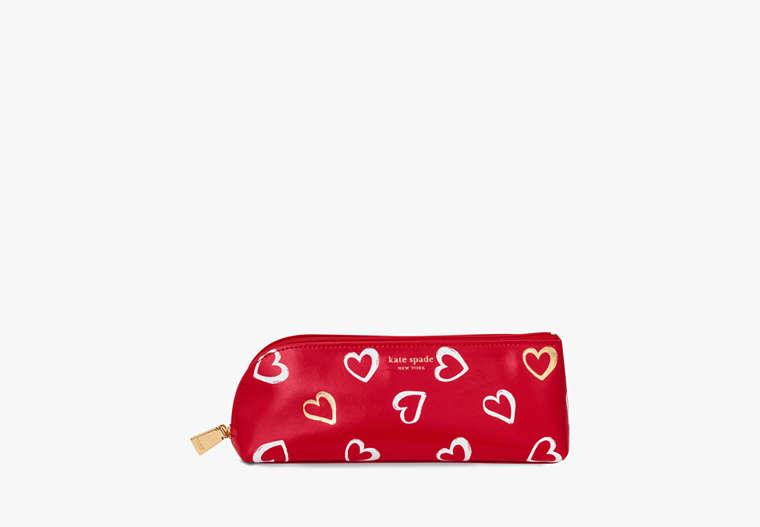 Kate Spade,Brush Hearts Pencil Case,Red image number 0