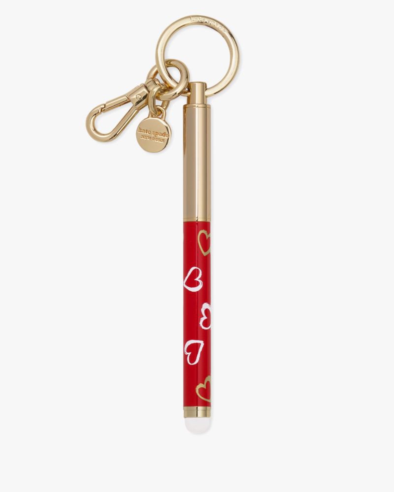 Kate Spade,Brushstroke Hearts Key Fob Pen,Red