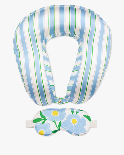 Kate Spade,Sunshine Floral Neck Pillow & Eye Mask Set,Ocean Fog