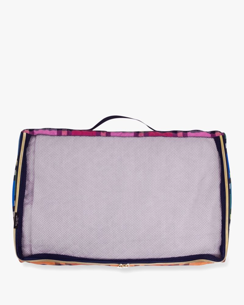 Kate Spade,Grand Plaid Packing Cube Set,