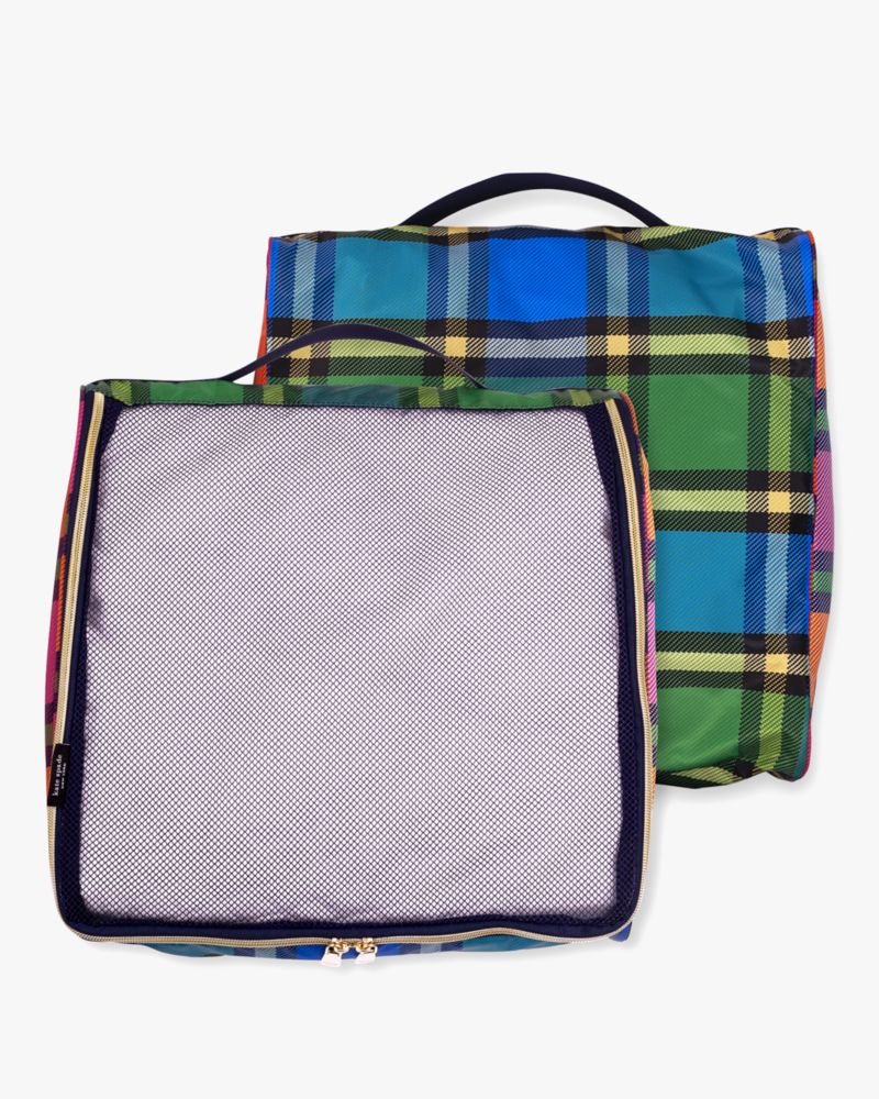 Kate Spade,Grand Plaid Packing Cube Set,