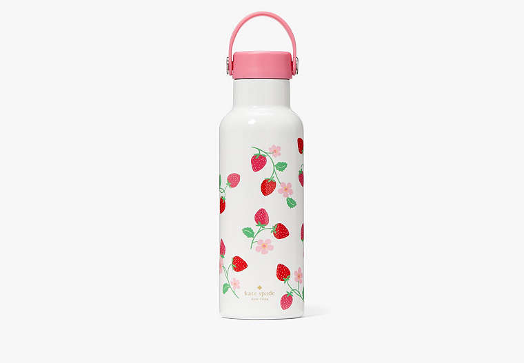 Kate Spade,Strawberry Vine Stainless Steel Water Bottle,Pink