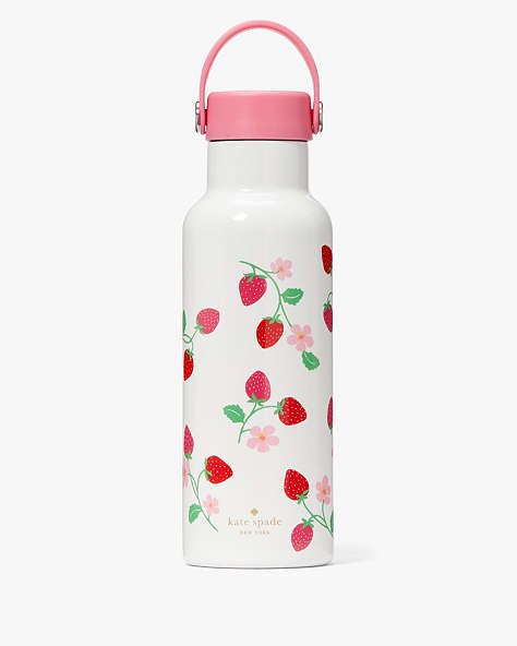 Kate Spade,Strawberry Vine Stainless Steel Water Bottle,Pink