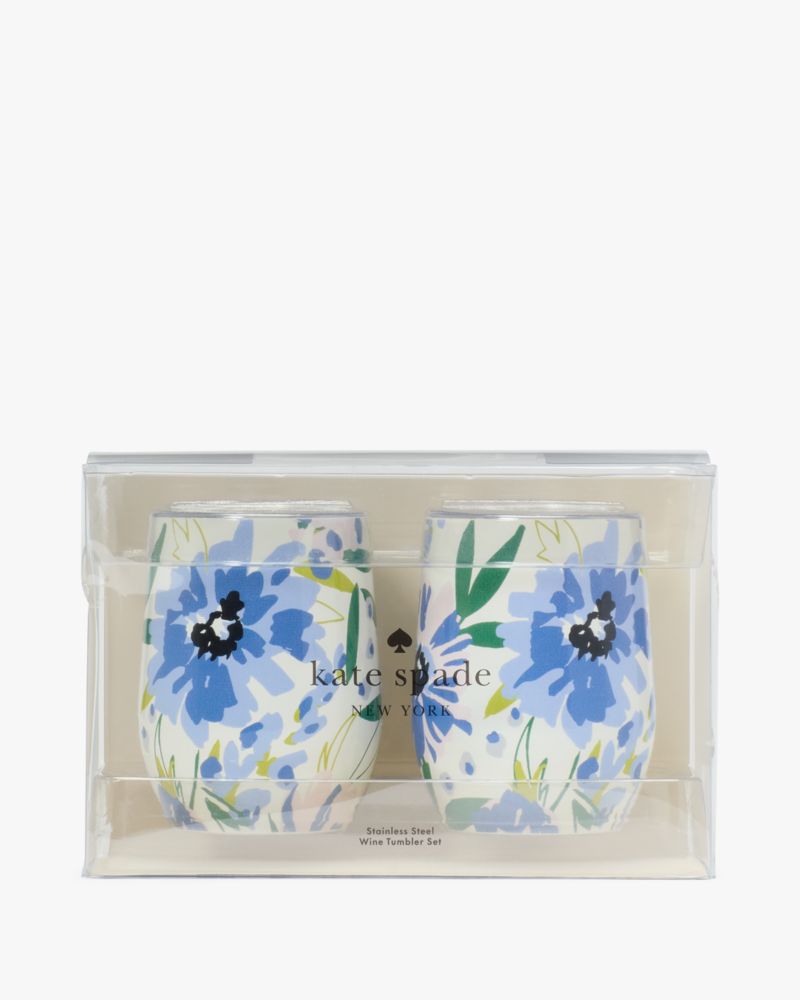 Kate Spade,Festival Floral Stainless Steel Stemless Wine Glasses,Multi Color
